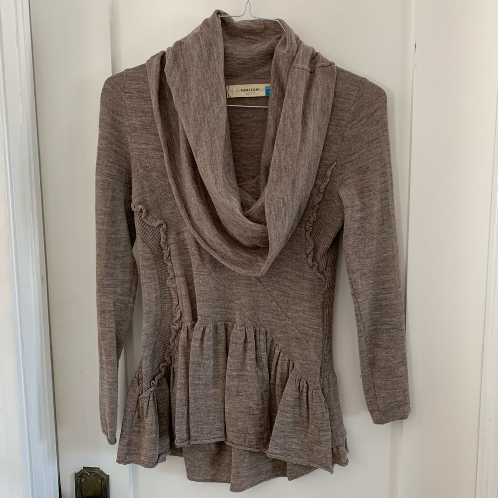 Anthropologie Sparrow Cowl Neck Peplum Sweater